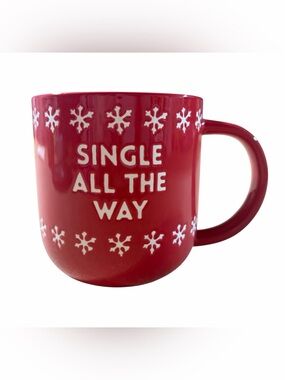 Single All The Way Red Christmas Coffee Mug Snowflake Holiday Tea Cup